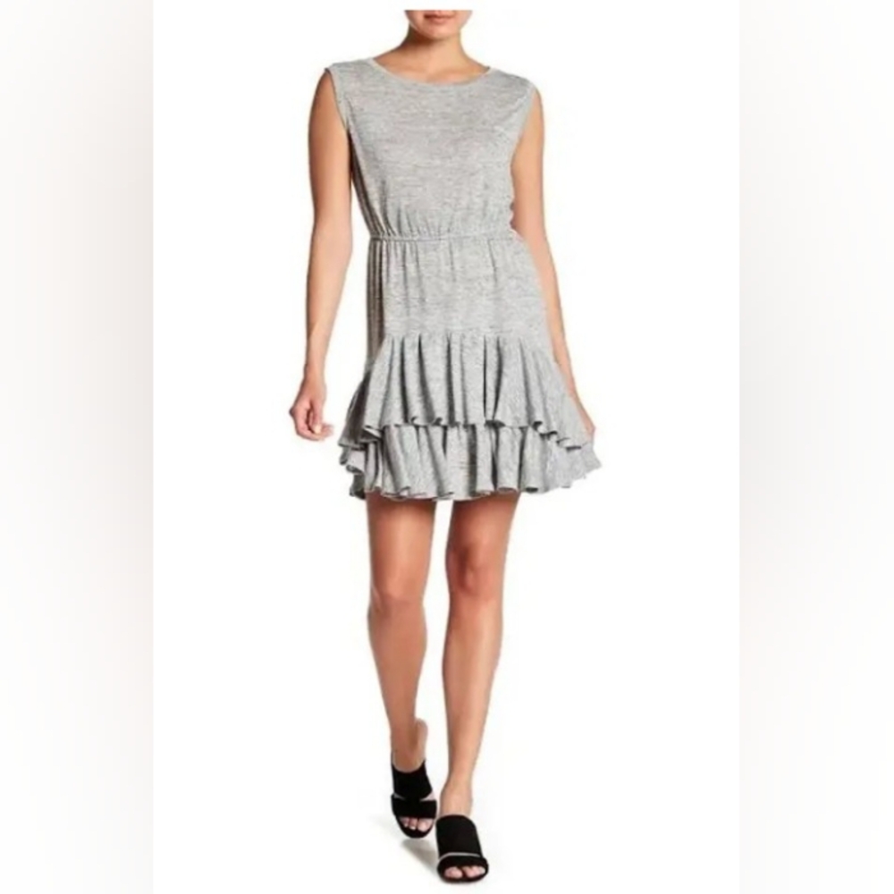 Rebecca Taylor Heather Gray Ruffle Mini Dress